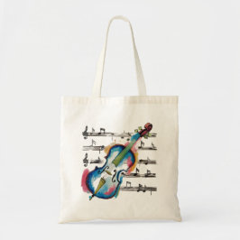 watercolor violin tote bag