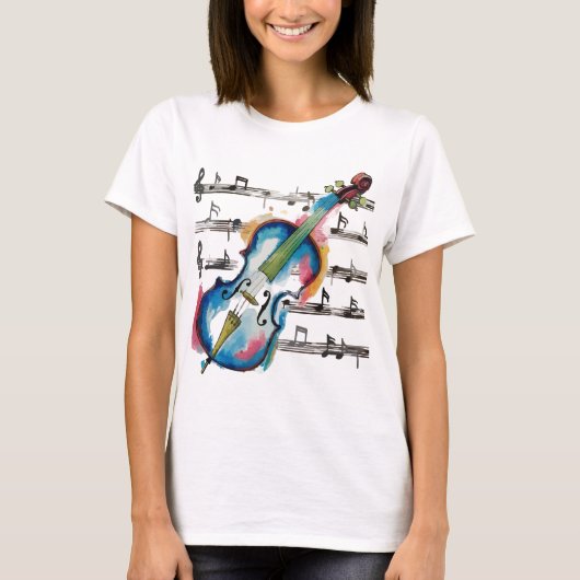 Watercolor Violin Women's Basic T-shirt (Voorkant)