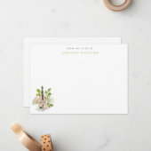 Watercolor Viool & Groene Personalized Notitiekaartje (Voorkant / Achterkant in situ)