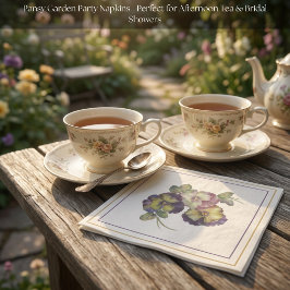 Watercolor Viooltjes Bloemen Servetten | Ivoorwit