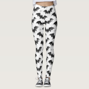 Watercolor Vleermuizen in Vlucht Halloween Patroon Leggings