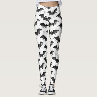 Watercolor Vleermuizen in Vlucht Halloween Patroon Leggings