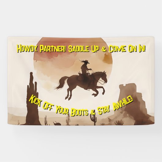 Watercolor Vliegende Cowboy Spandoek (Horizontaal)