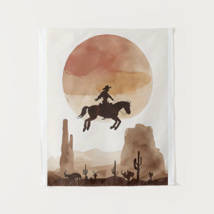 Watercolor Vliegende Cowboy Wandkleed
