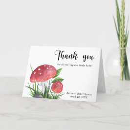 Watercolor vliegenzwam - dank je baby shower bedankkaart