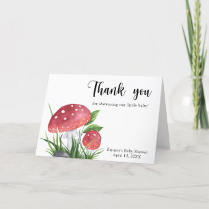 Watercolor vliegenzwam - dank je baby shower bedankkaart