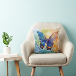 Watercolor Vlinder – Artistieke Worp Kussen