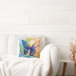 Watercolor Vlinder – Artistieke Worp Kussen