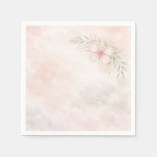 Watercolor Vlinder Baby in Bloom Bloem Roze Servet