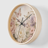 Watercolor Vlinder & Bloemenschildering Wandklok (Hoek)