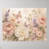 Watercolor Vlinder & Bloemposter Poster (Voorkant)