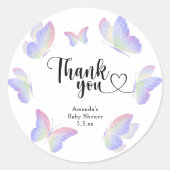 Watercolor vlinder dank je  ronde sticker (Voorkant)