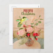 Watercolor Vlinder en Kolibrie Kerstmis Feestdagenkaart (Voorkant / Achterkant)