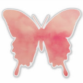Watercolor Vlinder - Koraal en Perzik Sticker (Voorkant)
