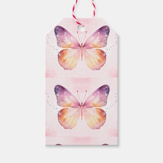 Watercolor Vlinder Kunst Cadeaulabel (Voorkant)
