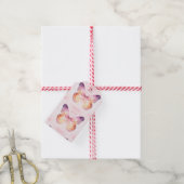 Watercolor Vlinder Kunst Cadeaulabel (Met Touw)