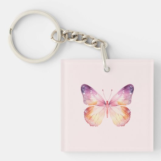 Watercolor Vlinder Kunst Sleutelhanger (voorkant)