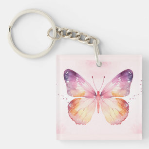 Watercolor Vlinder Kunst Sleutelhanger