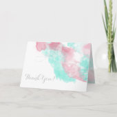 Watercolor Vlinder Minted Blush Trouwdag Bedankkaart (Voorkant)