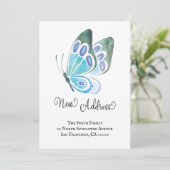 Watercolor Vlinder Nieuw Thuis Nieuw Adres Aankondiging (Staand voorkant)