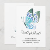 Watercolor Vlinder Nieuw Thuis Nieuw Adres Aankondiging (Voorkant / Achterkant)