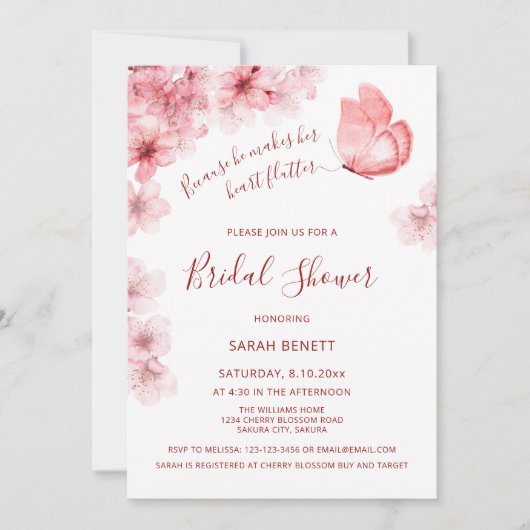 Watercolor Vlinder | QR Code Bruidsuitnodiging Kaart (Voorkant)
