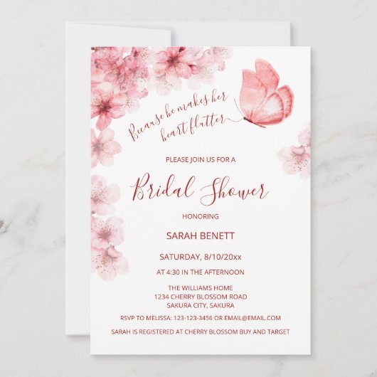 Watercolor Vlinder | QR Code Bruidsuitnodiging Kaart (Voorkant)