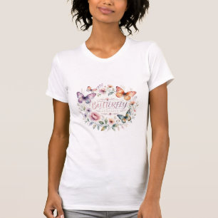 Watercolor Vlinder Sereniteit Bloemige Aesthetic T T-shirt