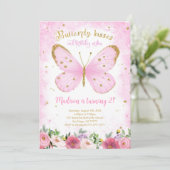 Watercolor Vlinder Uitnodiging (Staand voorkant)