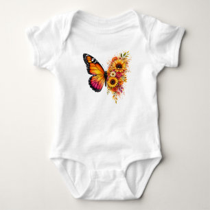 Watercolor Vlinder Zonnebloem PNG Bloemontwerp Romper
