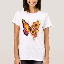 Watercolor Vlinder Zonnebloem PNG Bloemontwerp T-shirt