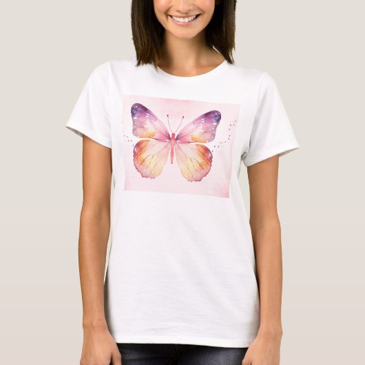 Watercolor Vlinderkunst T-shirt (Voorkant)