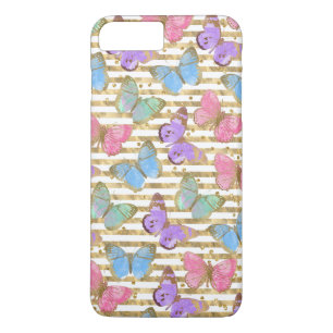 Watercolor Vlinders Goud Glitter iPhone 8/7 Plus Hoesje