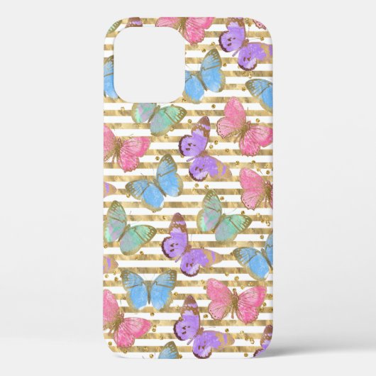 Watercolor Vlinders Goud Glitter Case-Mate iPhone Case (Achterkant)