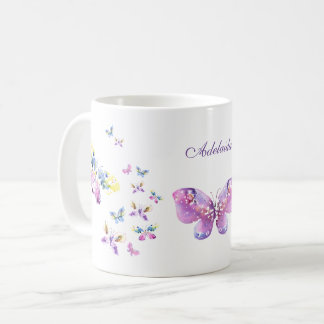 Watercolor vlinders kunst met jouw naam koffiemok
