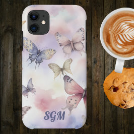 Watercolor Vlinders Monogram  Case-Mate iPhone Case