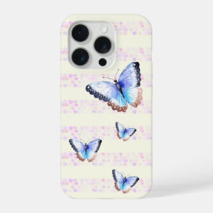 Watercolor Vlinders op Bokeh Licht Strepen Hoes iPhone 15 Pro Case
