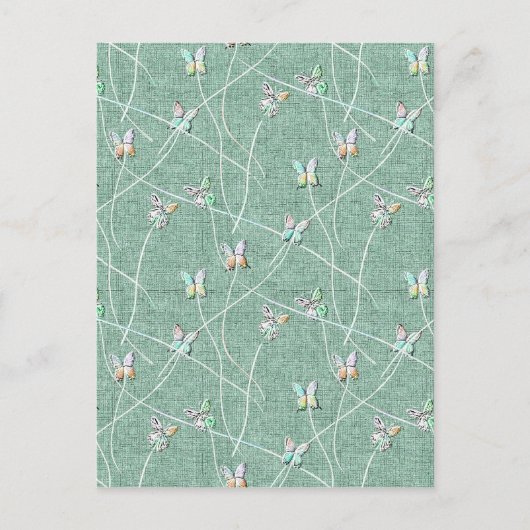 Watercolor Vlinders op Mintgroen Briefkaart (Voorkant)