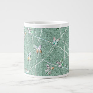 Watercolor Vlinders op Mintgroen Grote Koffiekop
