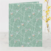 Watercolor Vlinders op Mintgroen  Kaart (Gele Bloem)