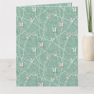 Watercolor Vlinders op Mintgroen Kaart