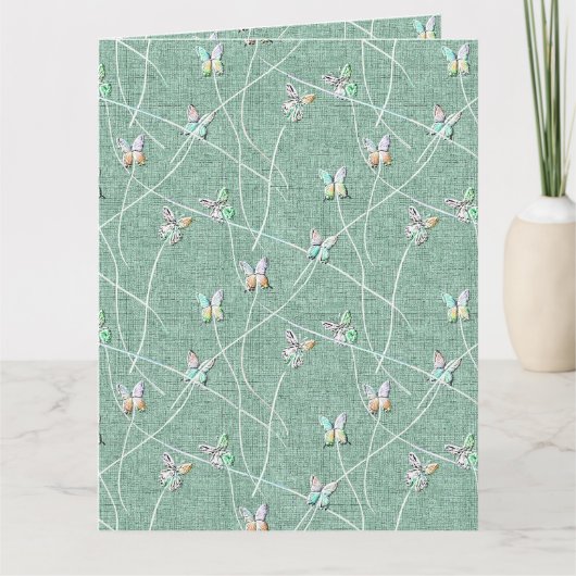 Watercolor Vlinders op Mintgroen  Kaart (Voorkant)