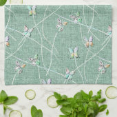 Watercolor Vlinders op Mintgroen Theedoek (Gevouwen)