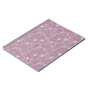 Watercolor Vlinders op Stof Roze Notitieboek