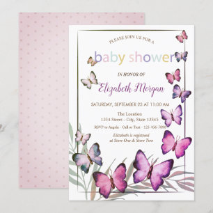 Watercolor Vlinders Stippen Baby Shower Kaart