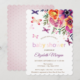Watercolor Vlinders Stippen Bloemenkleuren Baby Sh Kaart