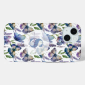 Watercolor Vlinders Wisteria Bloem Monogram Case-Mate iPhone Case (Achterkant (horizontaal))