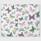 Watercolor Vlindertuin Patroon Cadeaupapier (Vlak)