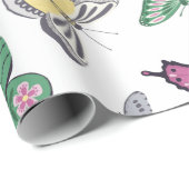 Watercolor Vlindertuin Patroon Cadeaupapier (Rol Hoek)