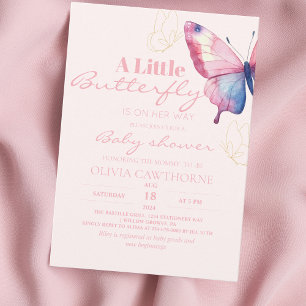 Watercolor Vlindervlind Baby Meisje Shower Kaart